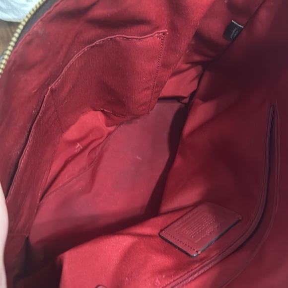 Coach Brown and Red Gallery Tote Bag brown with red handles and accents. - Picture 10 of 16